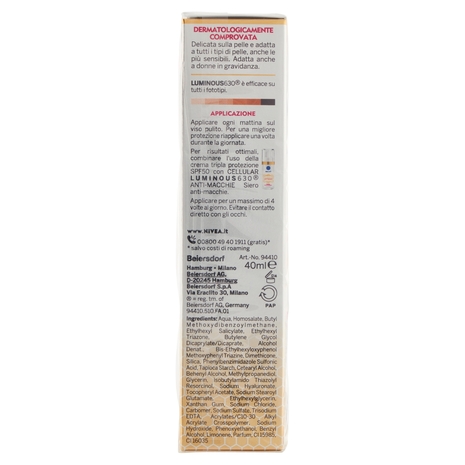 Nivea Cellular Luminous630 Anti-Macchie Crema Giorno SPF50 Tripla Protezione 40 ml